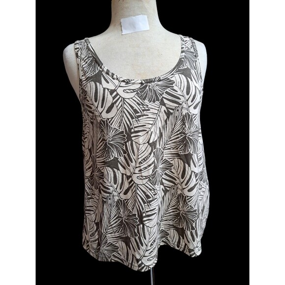 Pact Tank Top Green Cream Organic Cotton Blend Grape Leaf Shirt New - Picture 4 of 6